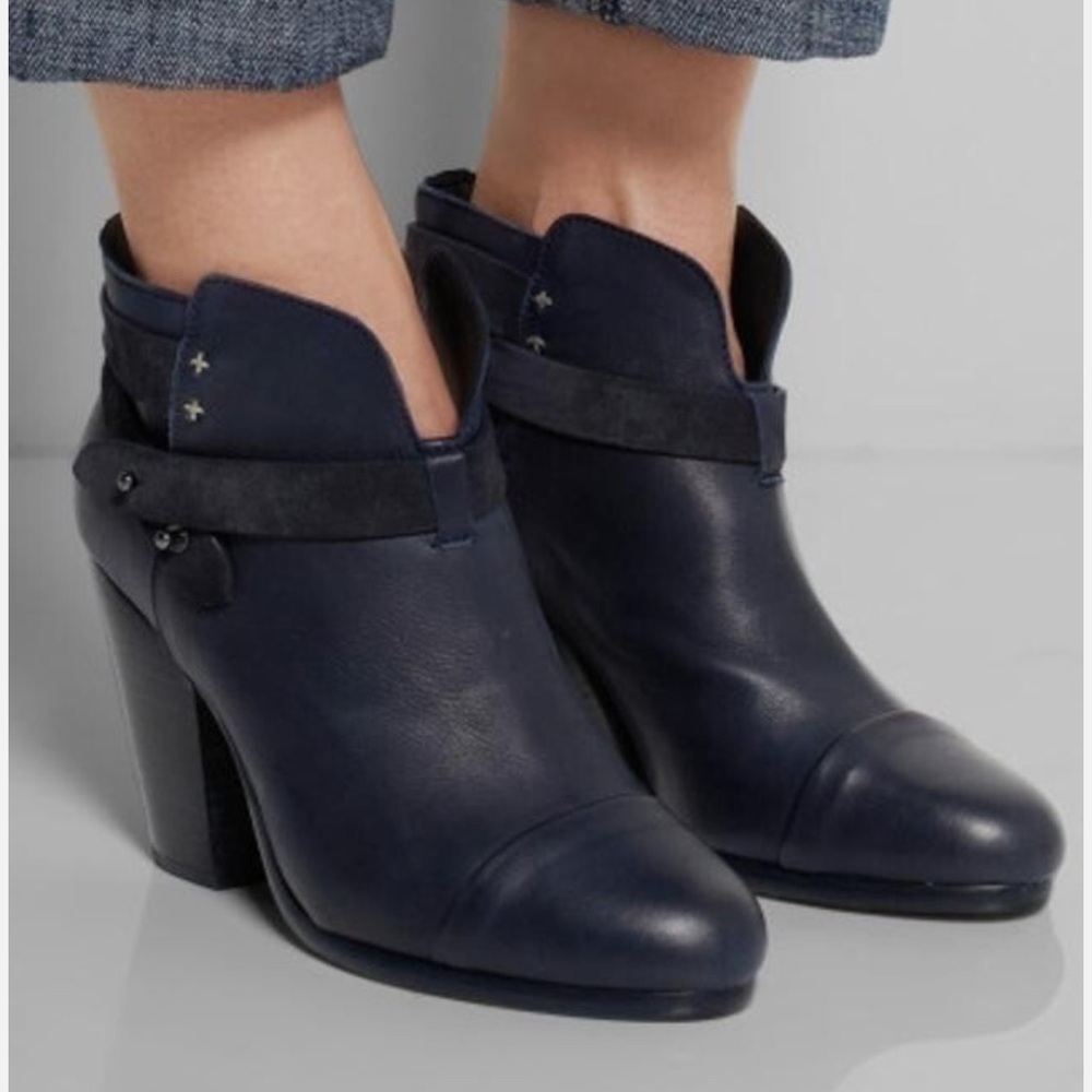 Rag & Bone Harrow Bootie Navy Leather Size 40
